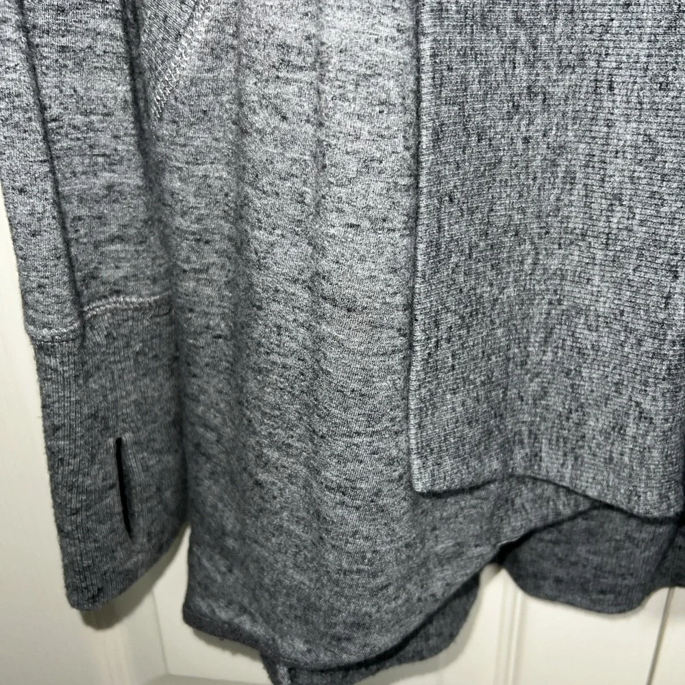 Athleta Women's Cardigan Sweater Size Large Gray Charcoal Heather Open Front C12